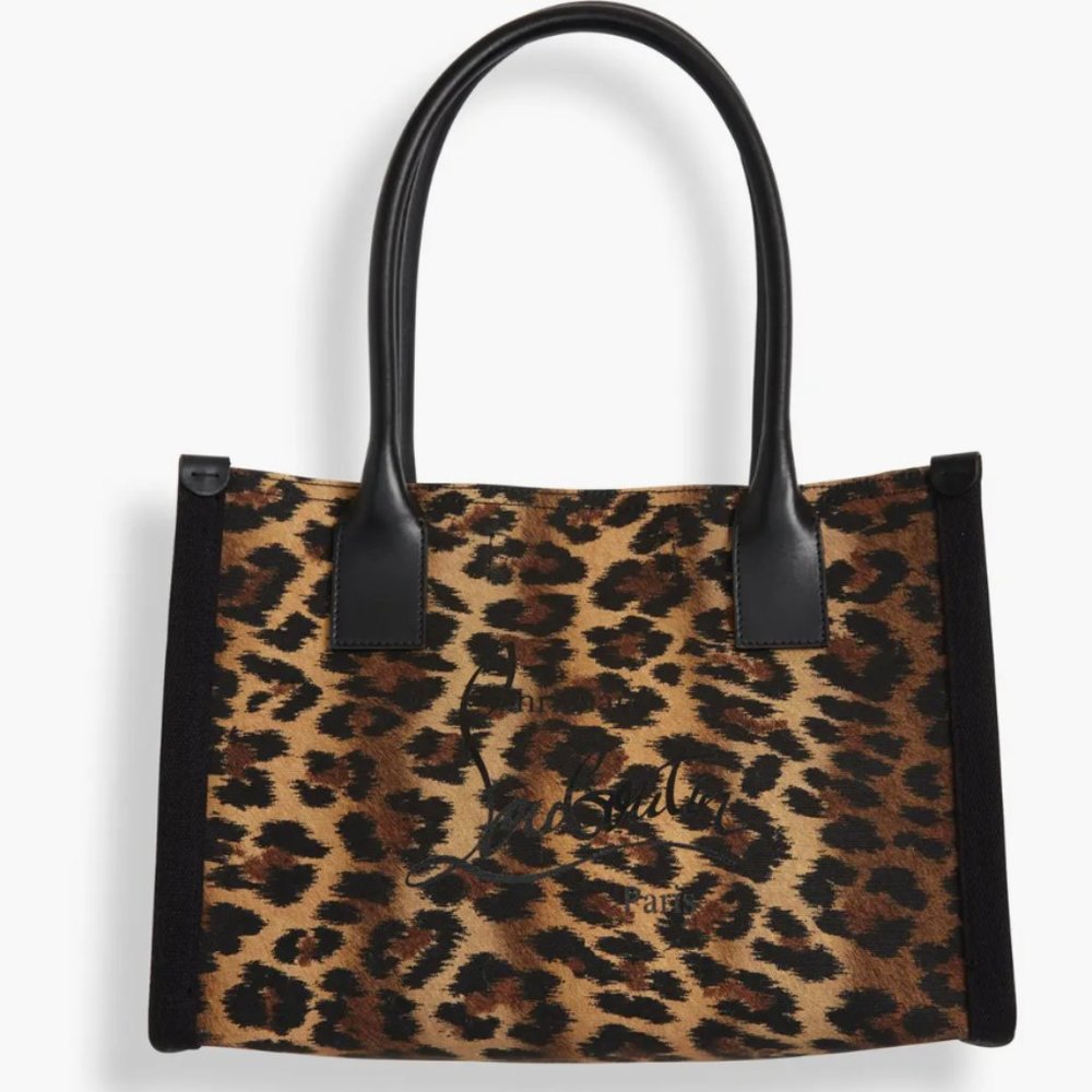 New Christian Louboutin Small Nastroloubi Leopard Print Canvas Tote